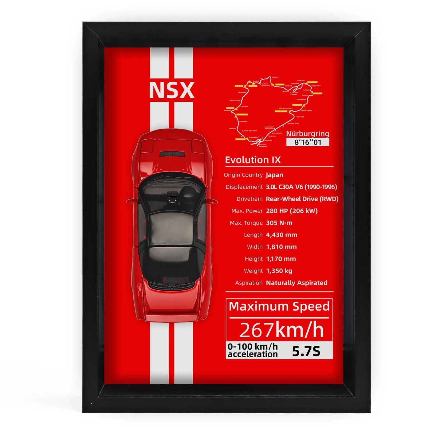 Collector’s 3D Car Frame 2 – Wall Display with Realistic Diecast Model