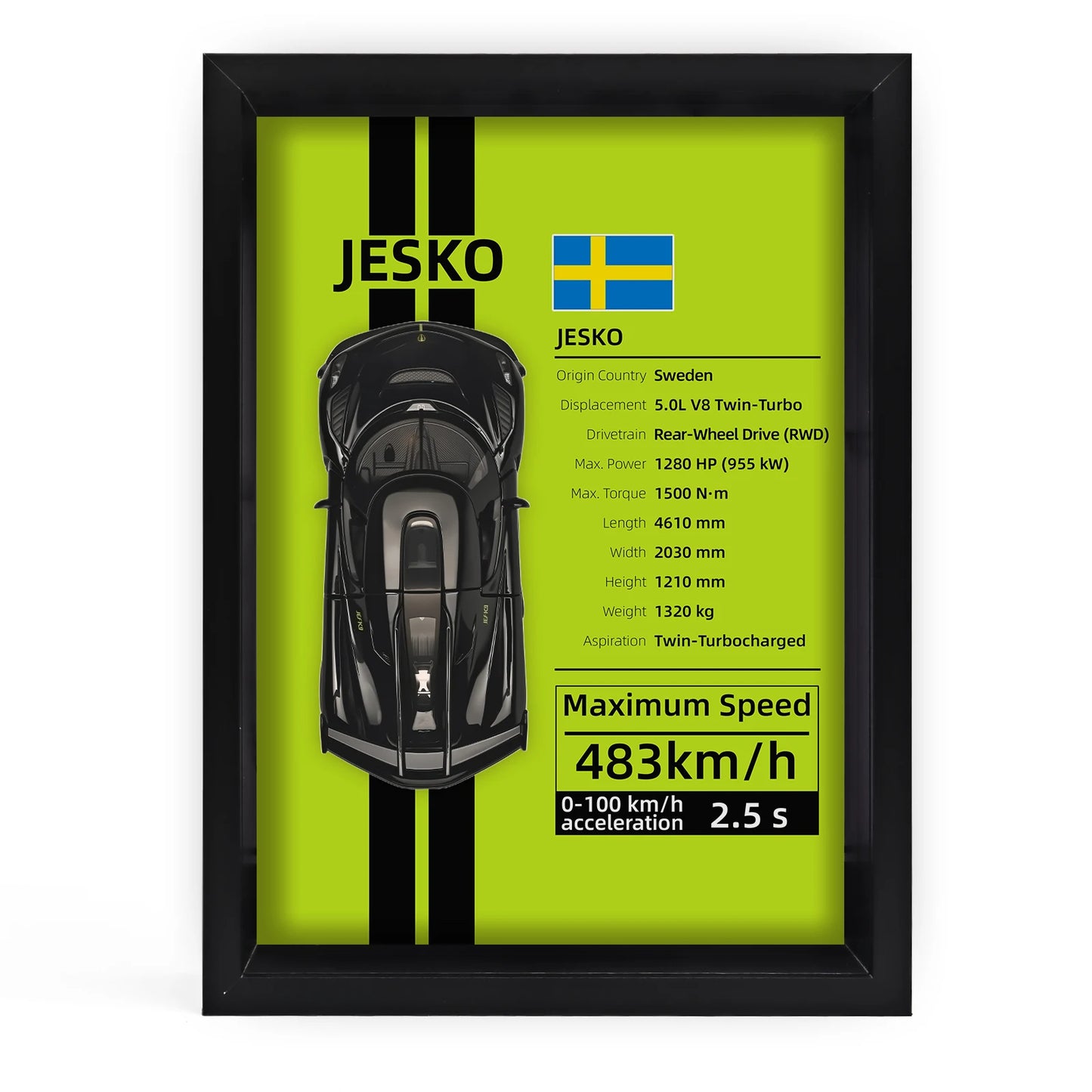 Collector’s 3D Car Frame 2 – Wall Display with Realistic Diecast Model