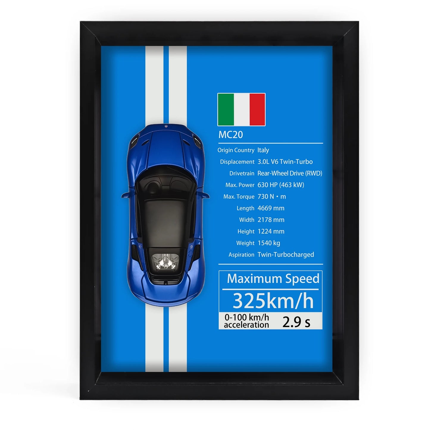 Collector’s 3D Car Frame 2 – Wall Display with Realistic Diecast Model