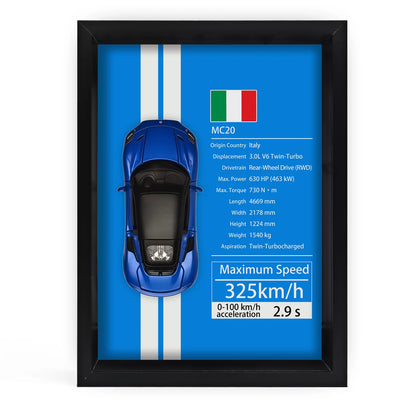 Collector’s 3D Car Frame 2 – Wall Display with Realistic Diecast Model