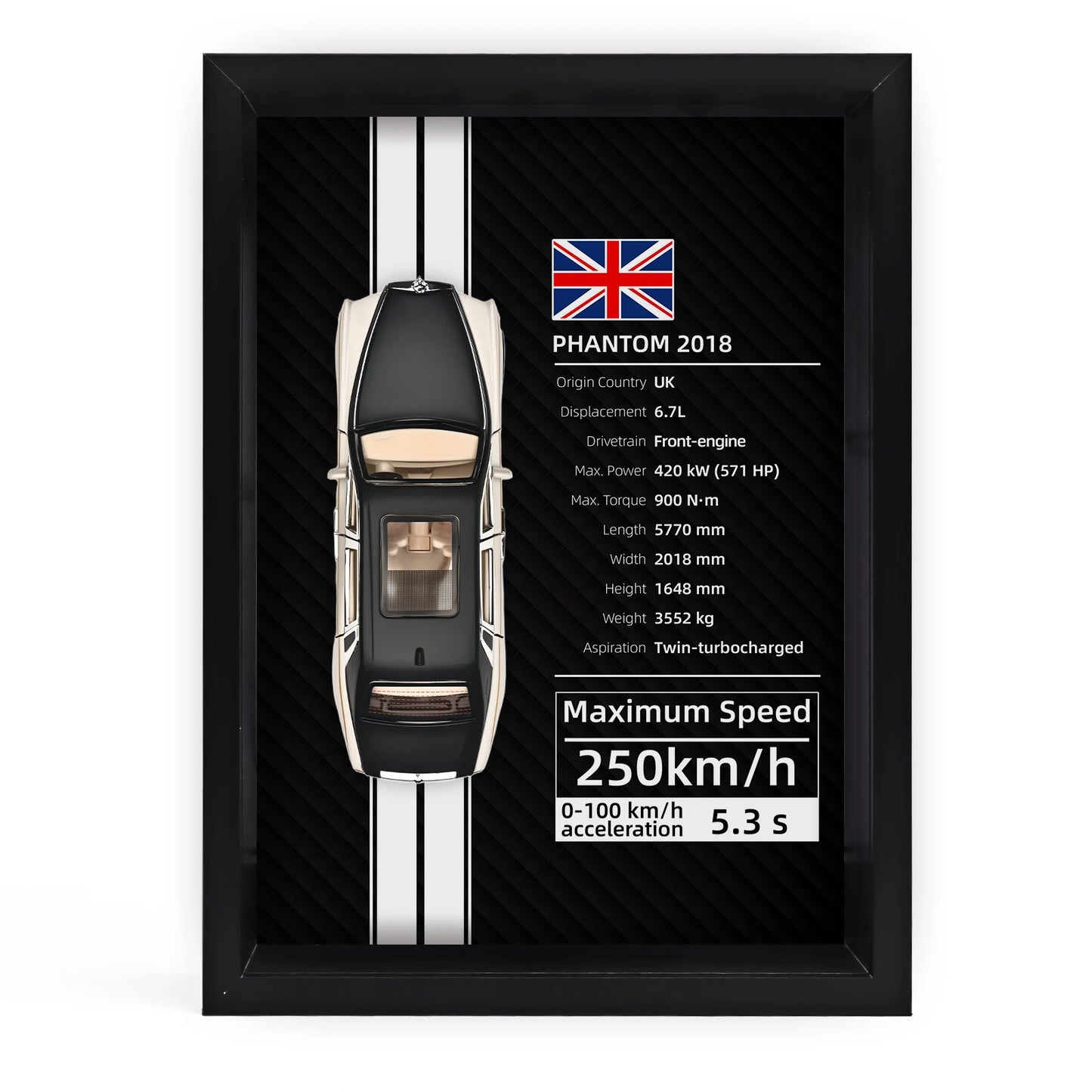 Collector’s 3D Car Frame 2 – Wall Display with Realistic Diecast Model