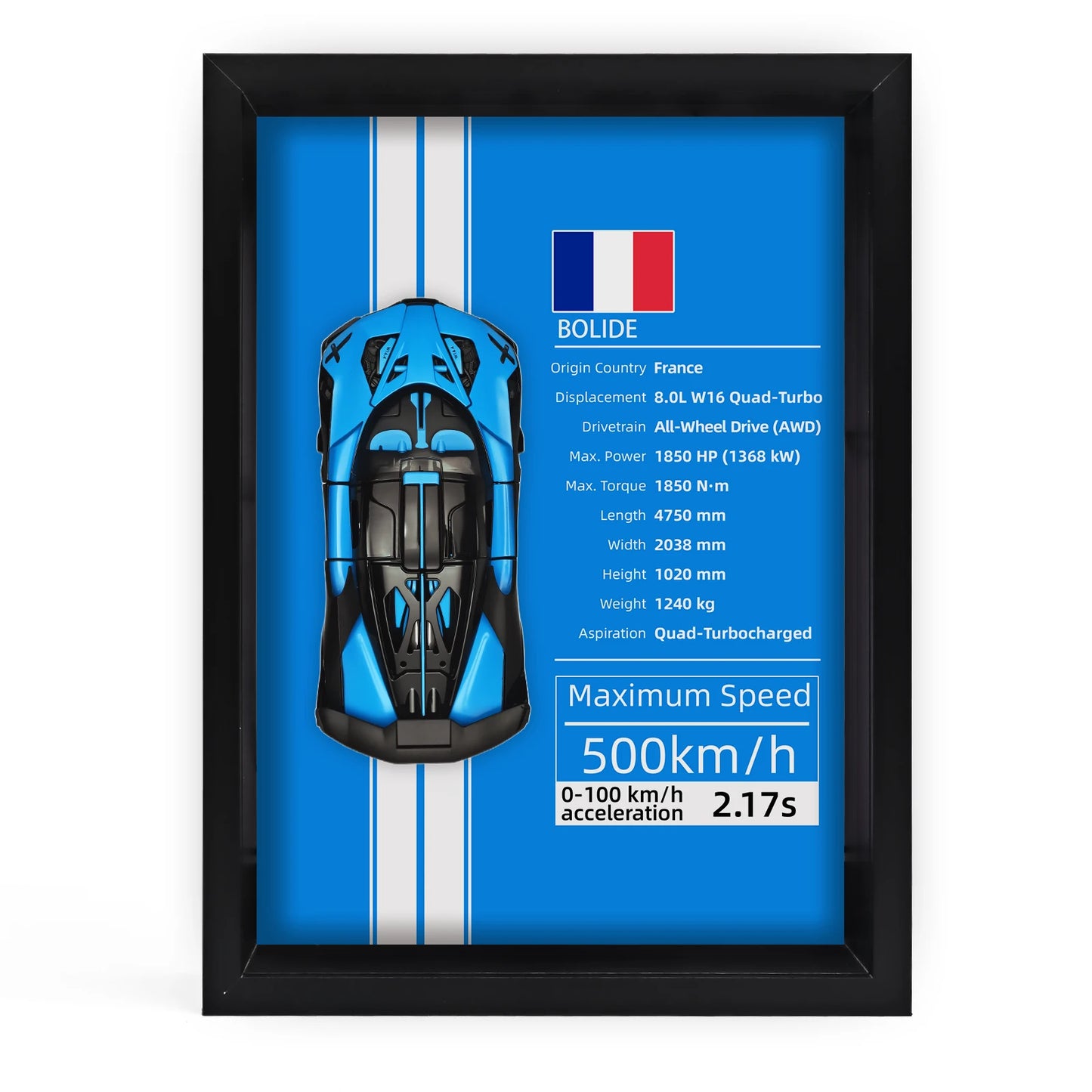 Collector’s 3D Car Frame 2 – Wall Display with Realistic Diecast Model