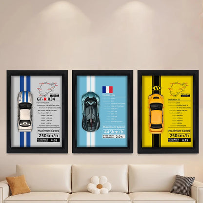 Collector’s 3D Car Frame 2 – Wall Display with Realistic Diecast Model