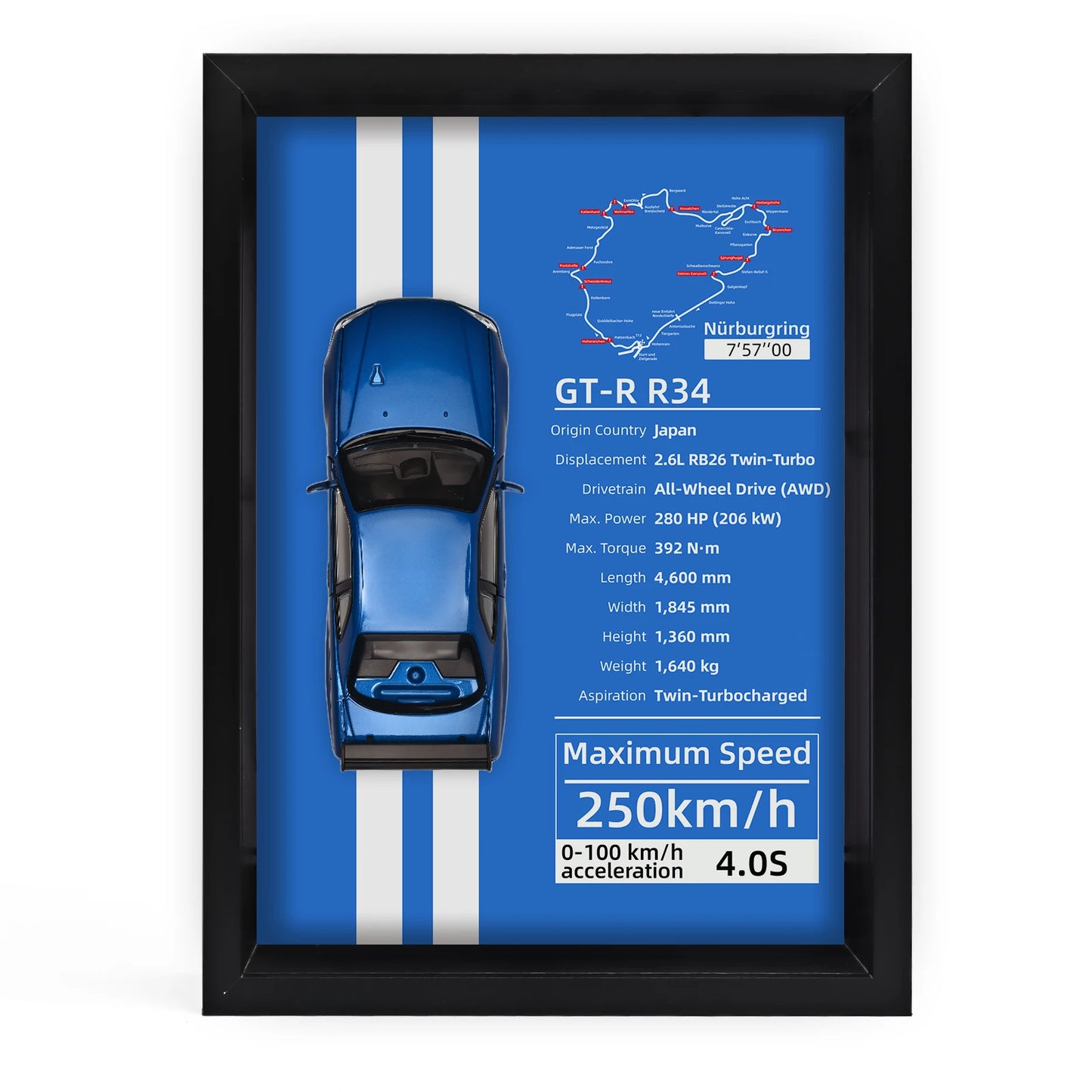 Collector’s 3D Car Frame 2 – Wall Display with Realistic Diecast Model