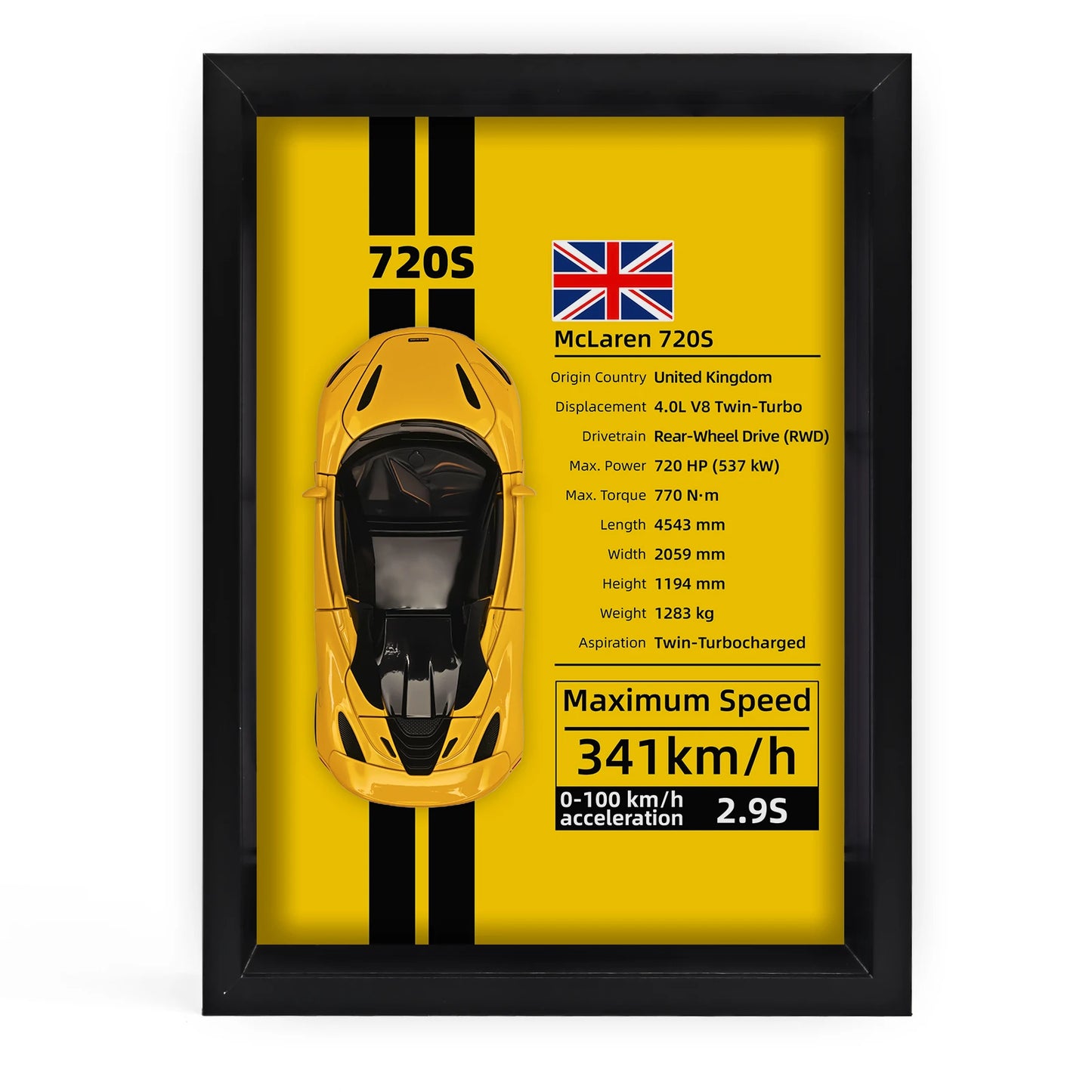 Collector’s 3D Car Frame 2 – Wall Display with Realistic Diecast Model