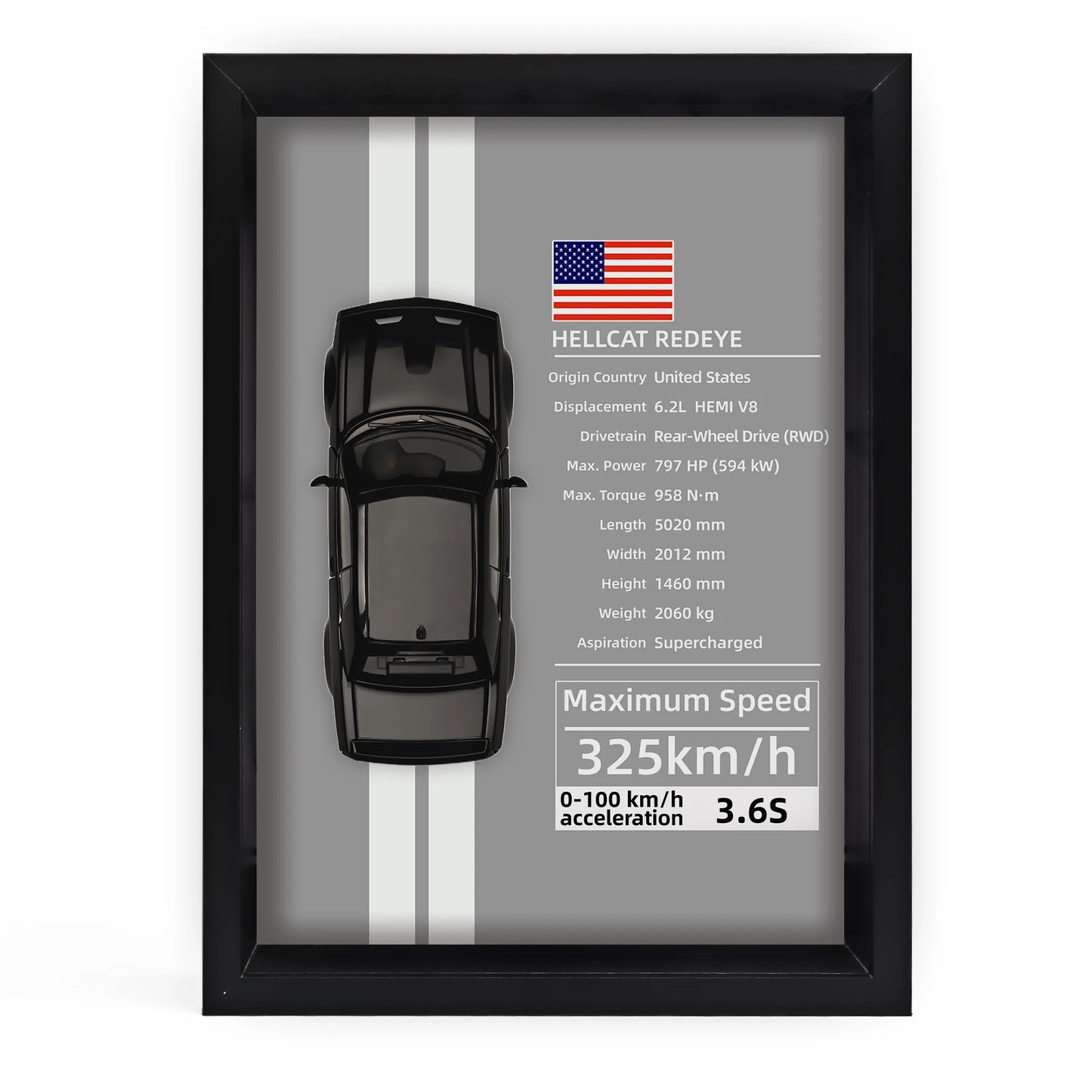 Collector’s 3D Car Frame 2 – Wall Display with Realistic Diecast Model