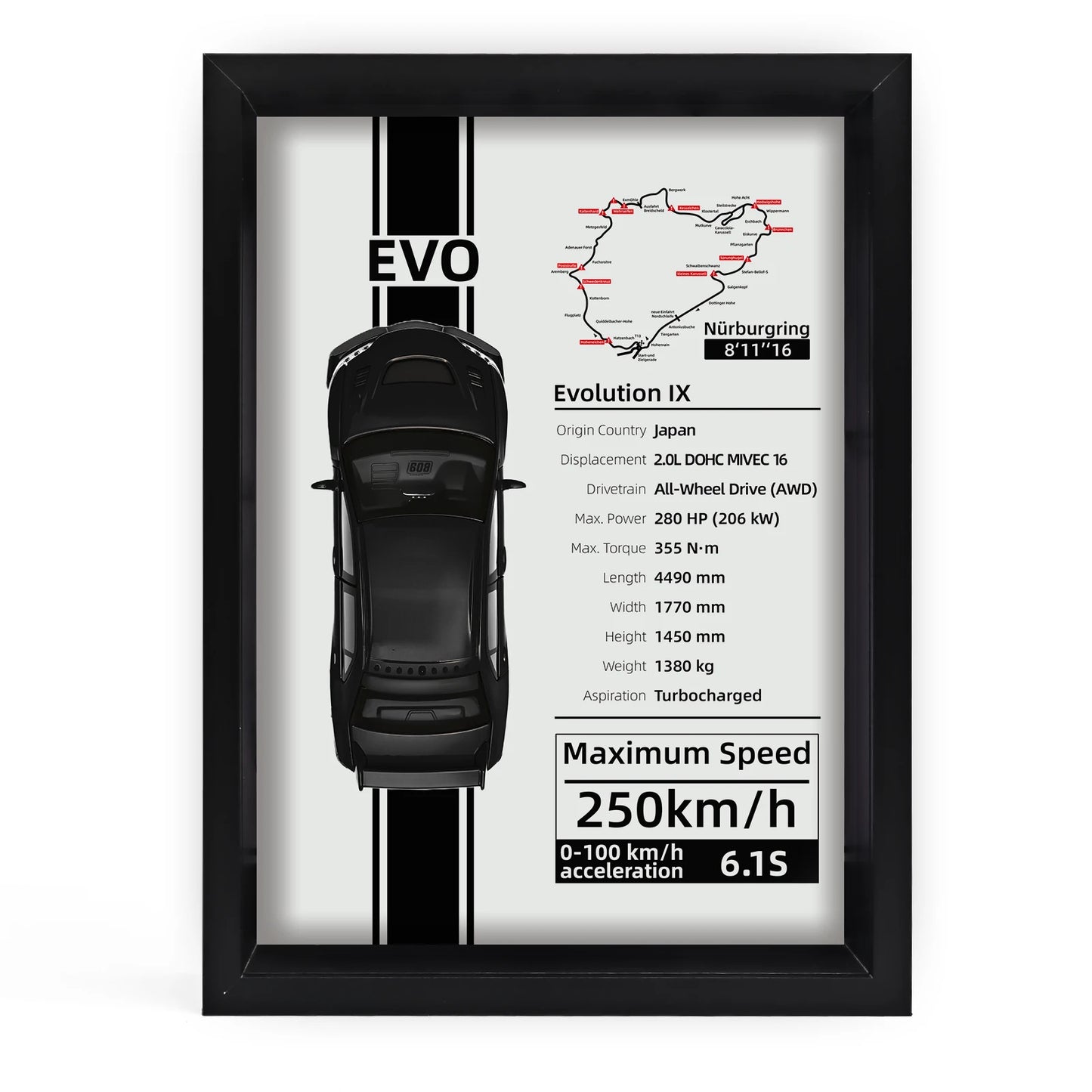 Collector’s 3D Car Frame 2 – Wall Display with Realistic Diecast Model