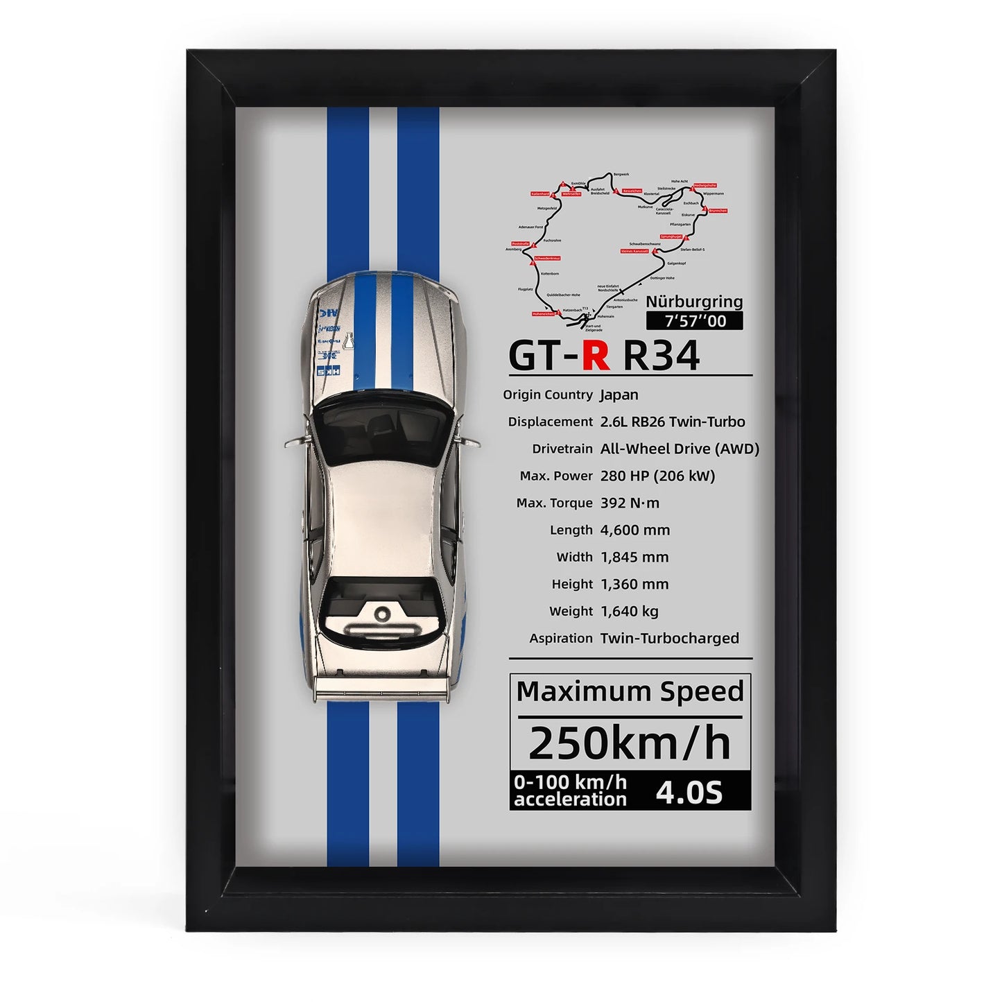 Collector’s 3D Car Frame 2 – Wall Display with Realistic Diecast Model