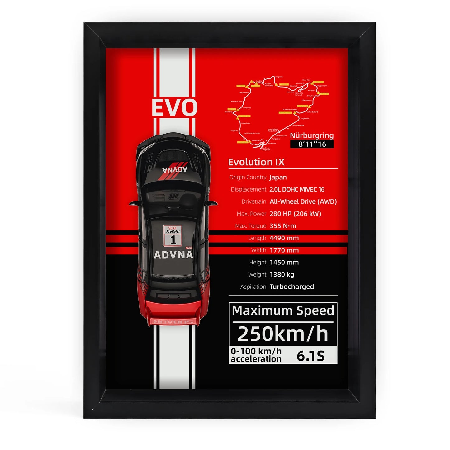 Collector’s 3D Car Frame 2 – Wall Display with Realistic Diecast Model