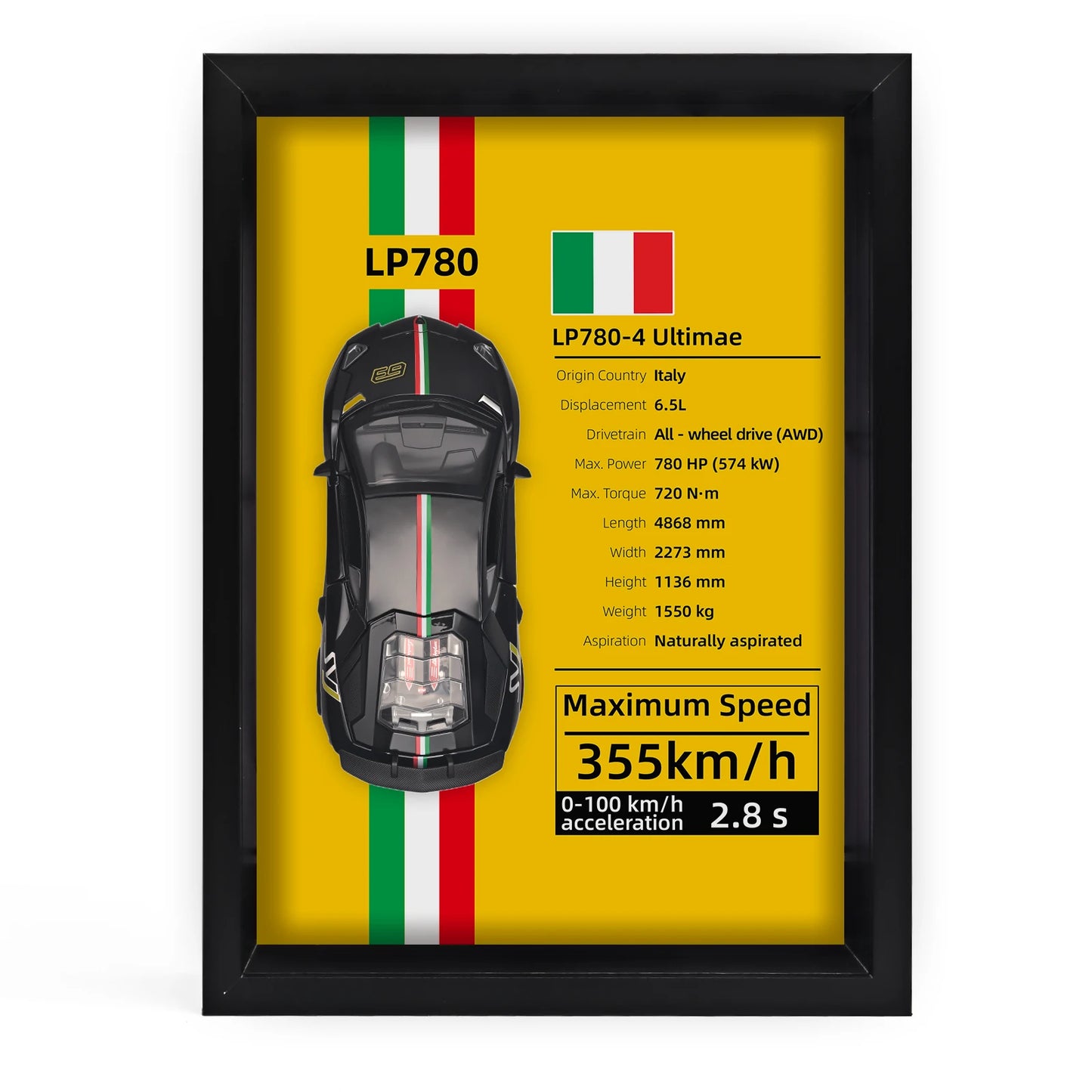 Collector’s 3D Car Frame 2 – Wall Display with Realistic Diecast Model